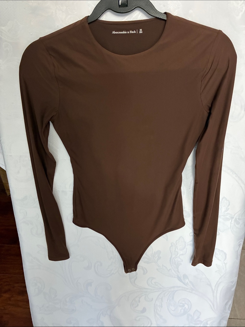 Abercrombie & Fitch Women's Brown Long-Sleeve Crew Neck Bodysuit